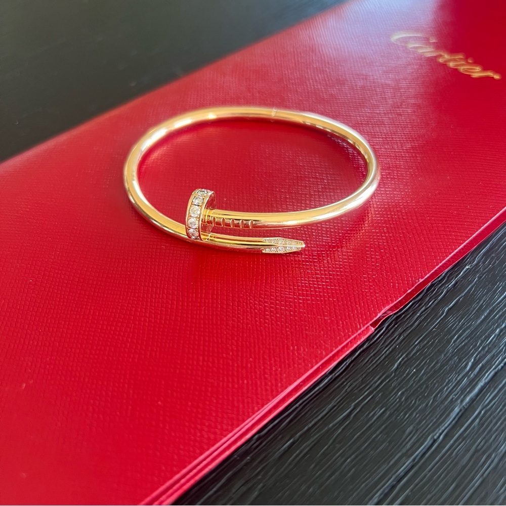 Cartier Juste Un Clou pink gold with diamonds bracelet - Picture 7 of 15